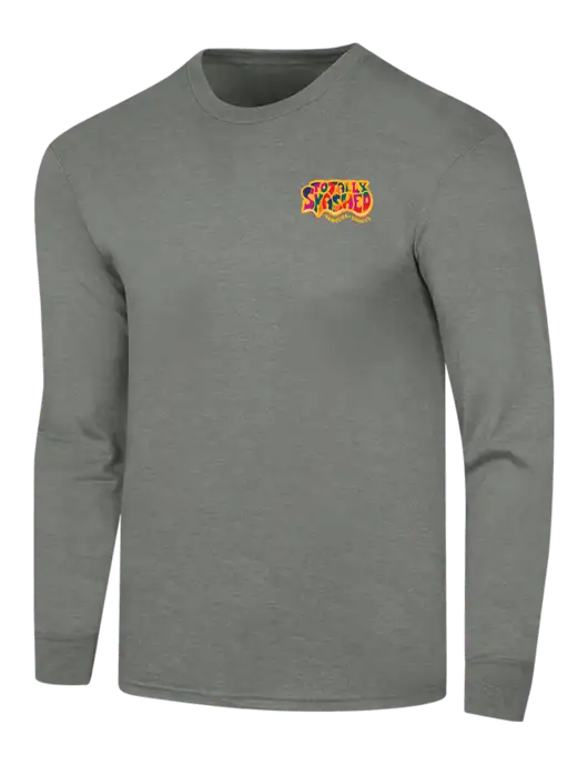 Simply Soft Long Sleeve Heathered Charcoal 4.5 oz, Poly/Combed Ring Spun Cotton T-Shirt w/Totally Smashed Logo