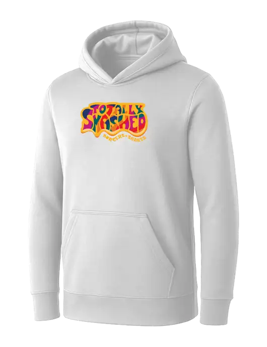 Womens White Core Fleece Pullover Hooded Sweatshirt w/Totally Smashed Logo