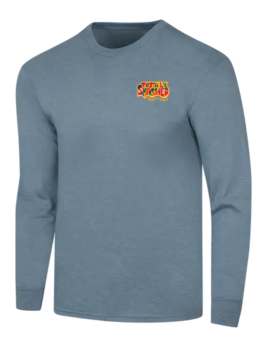 Simply Soft Long Sleeve Slate Blue Heather 4.5 oz, Poly/Combed Ring Spun Cotton T-Shirt w/Totally Smashed Logo