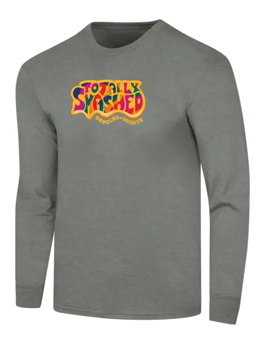 Simply Soft Long Sleeve Heathered Charcoal 4.5 oz, Poly/Combed Ring Spun Cotton T-Shirt w/Totally Smashed Logo