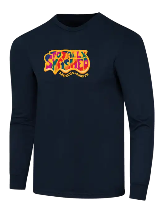 Simply Soft Long Sleeve Navy 4.5 oz, Poly/Combed Ring Spun Cotton T-Shirt w/Totally Smashed Logo
