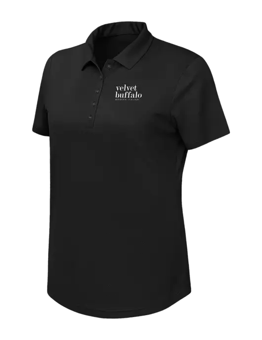 Callaway Womens Birdseye Black Polo w/Velvet Buffalo Logo