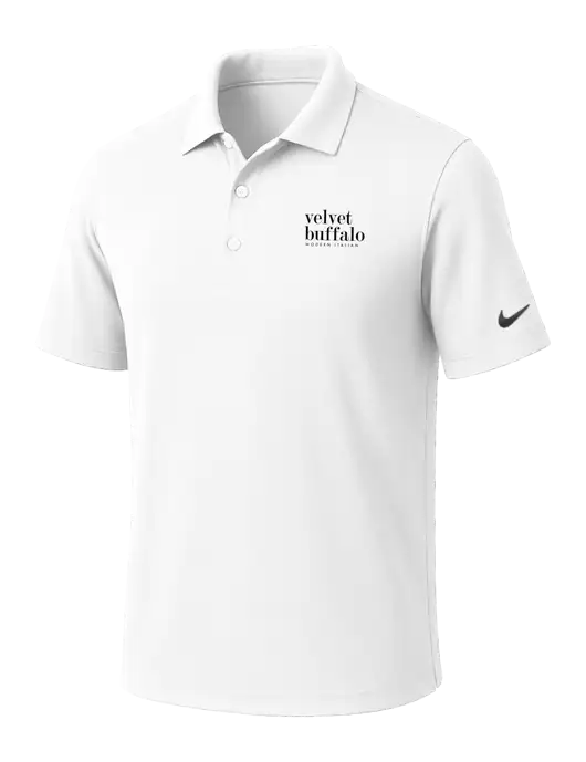 NIKE White Dri-Fit Micro Pique Polo w/Velvet Buffalo Logo