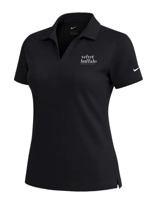 NIKE Black Womens Dri-Fit Micro Pique Polo w/Velvet Buffalo Logo