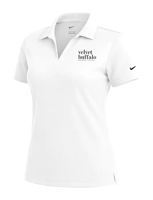 NIKE White Womens Dri-Fit Micro Pique Polo w/Velvet Buffalo Logo