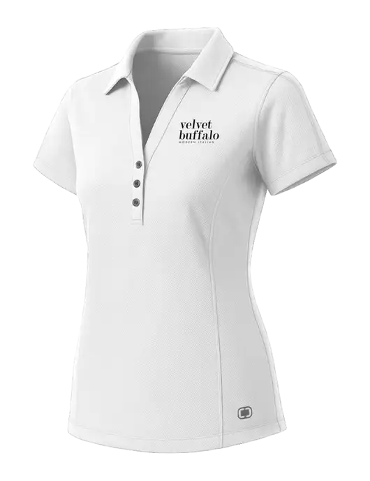 OGIO Womens White ONYX Polo w/Velvet Buffalo Logo