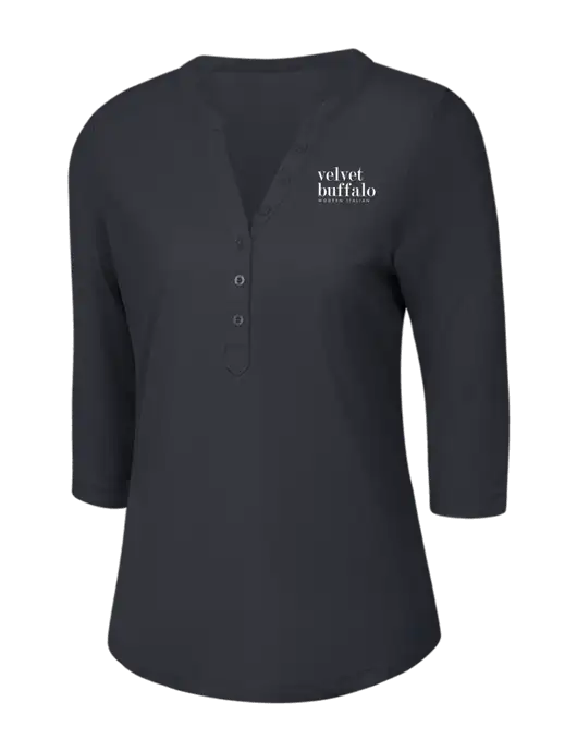 OGIO Charcoal Grey Jewel Henley w/Velvet Buffalo Logo