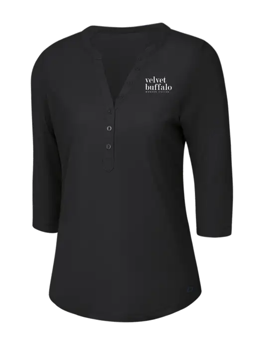 OGIO Blacktop Jewel Henley w/Velvet Buffalo Logo
