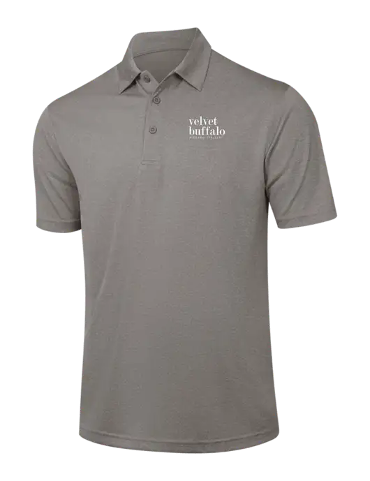Medium Grey Heather Contender Polo w/Velvet Buffalo Logo
