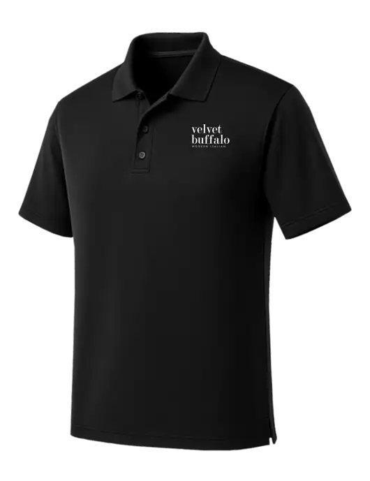 Black Dry Zone UV Micro Mesh Polo w/Velvet Buffalo Logo