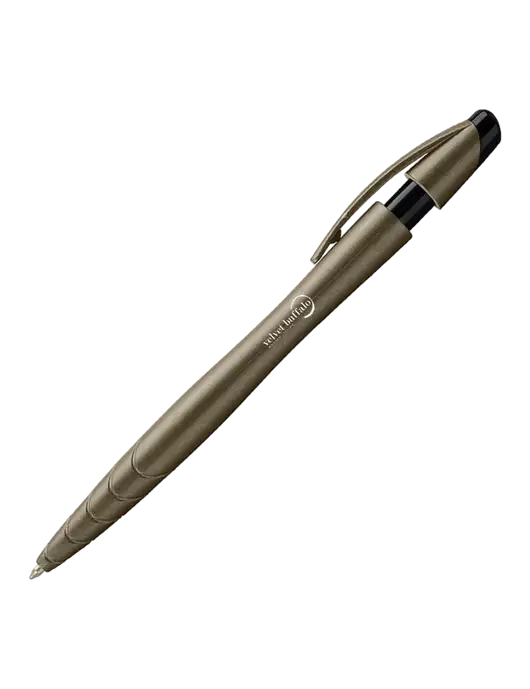 Awali Grey Metallic Pen - Black Ink w/Velvet Buffalo Logo