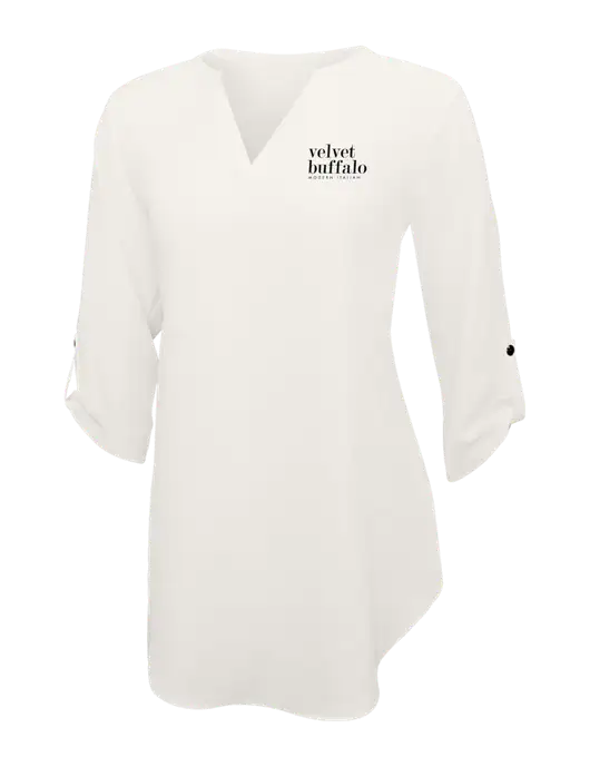 Ivory Womens 3/4 Sleeve Tunic Blouse w/Velvet Buffalo Logo
