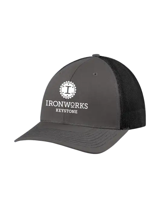 Richardson Adjustable Snapback Original 112 Trucker Cap Dark Grey w/Black Mesh w/Ironworks at Keystone Logo