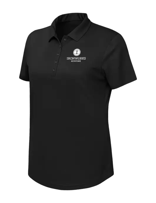 Callaway Womens Birdseye Black Polo w/Ironworks at Keystone Logo