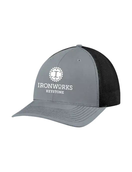 Richardson Adjustable Snapback Original 112 Trucker Cap Heather Grey w/Black Mesh w/Ironworks at Keystone Logo