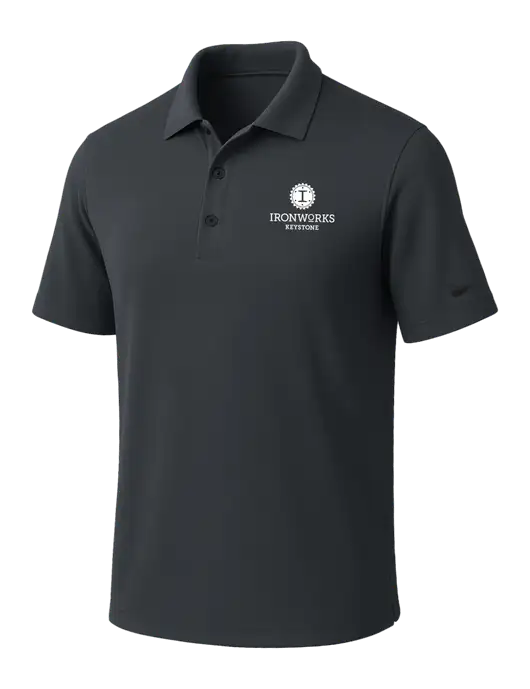 NIKE Dark Grey Dri-Fit Micro Pique Polo w/Ironworks at Keystone Logo