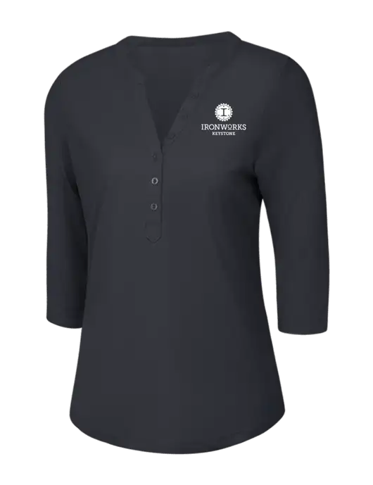 OGIO Charcoal Grey Jewel Henley w/Ironworks at Keystone Logo