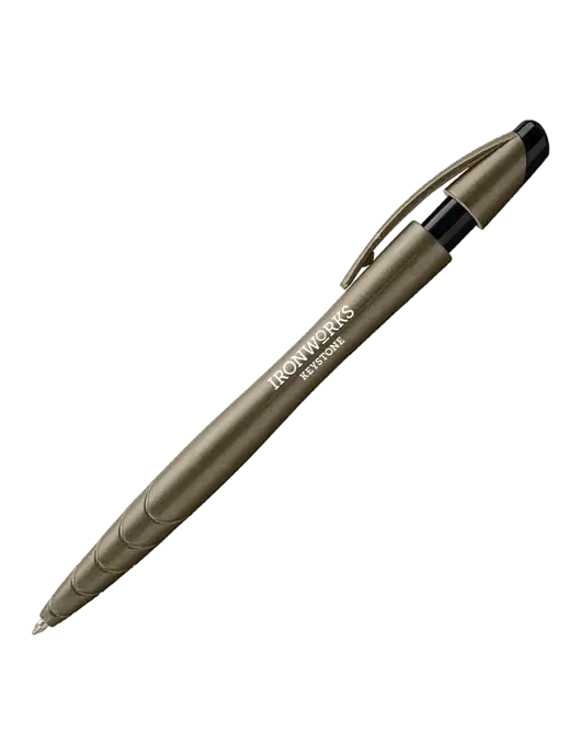 Awali Grey Metallic Pen - Black Ink w/Ironworks at Keystone Logo