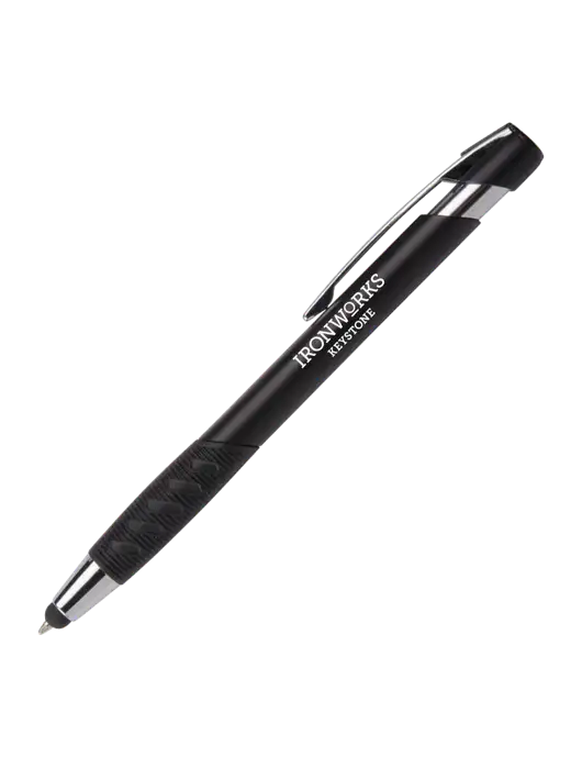 Alize Black Stylus Black Ink Pen w/Ironworks at Keystone Logo