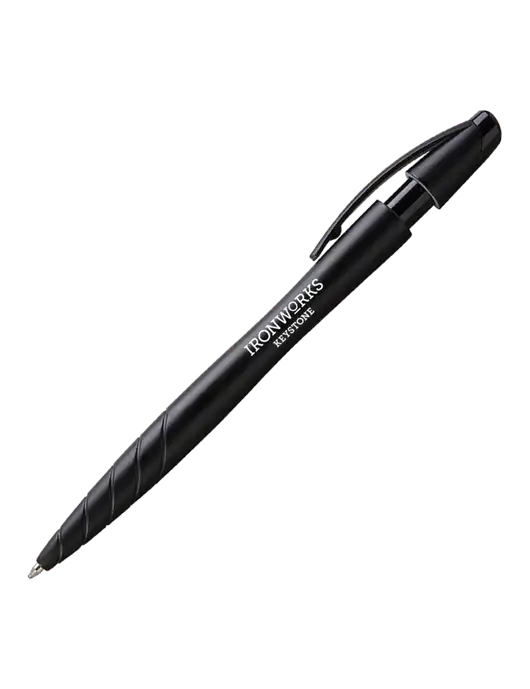 Awali Black Metallic Pen - Black Ink w/Ironworks at Keystone Logo