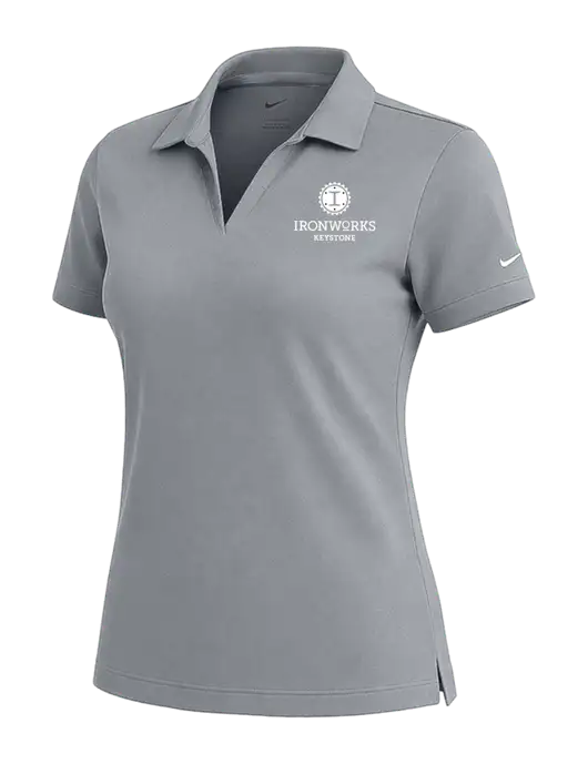 NIKE Medium Grey Womens Dri-Fit Micro Pique Polo w/Ironworks at Keystone Logo