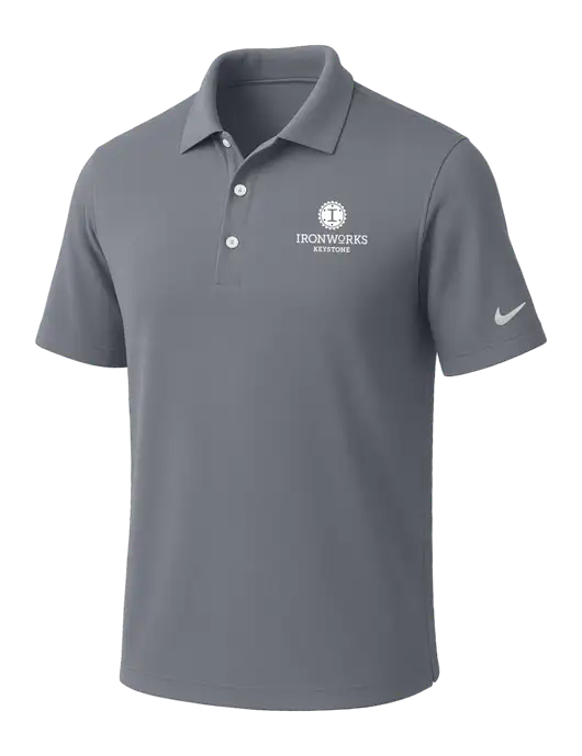 NIKE Medium Grey Dri-Fit Micro Pique Polo w/Ironworks at Keystone Logo