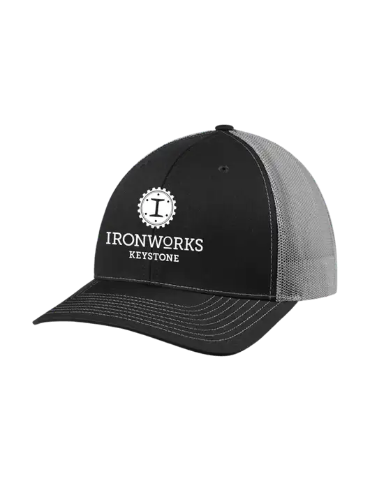 Richardson Adjustable Snapback Original 112 Trucker Cap Black w/Charcoal Mesh w/Ironworks at Keystone Logo