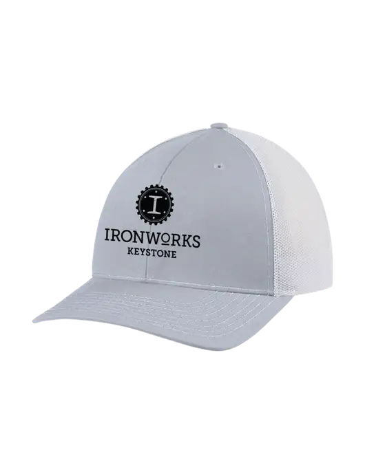 Richardson Adjustable Snapback Original 112 Trucker Cap Light Heather Grey w/White Mesh w/Ironworks at Keystone Logo