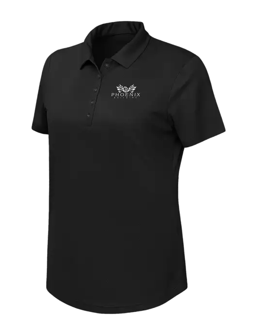 Callaway Womens Birdseye Black Polo w/Phoenix Building Logo
