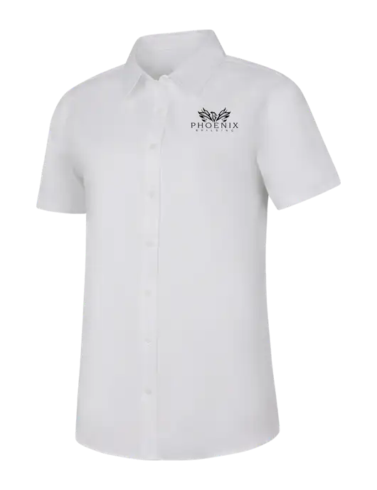 Womens White Short Sleeve Superpro React Twill Shirt w/Phoenix Building Logo
