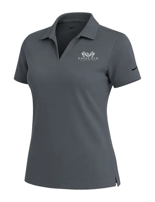 NIKE Dark Grey Womens Dri-Fit Micro Pique Polo w/Phoenix Building Logo