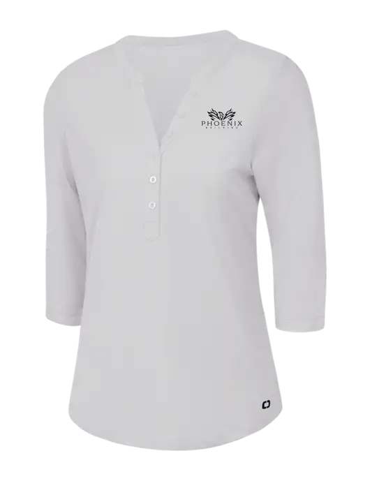 OGIO Bright White Jewel Henley w/Phoenix Building Logo