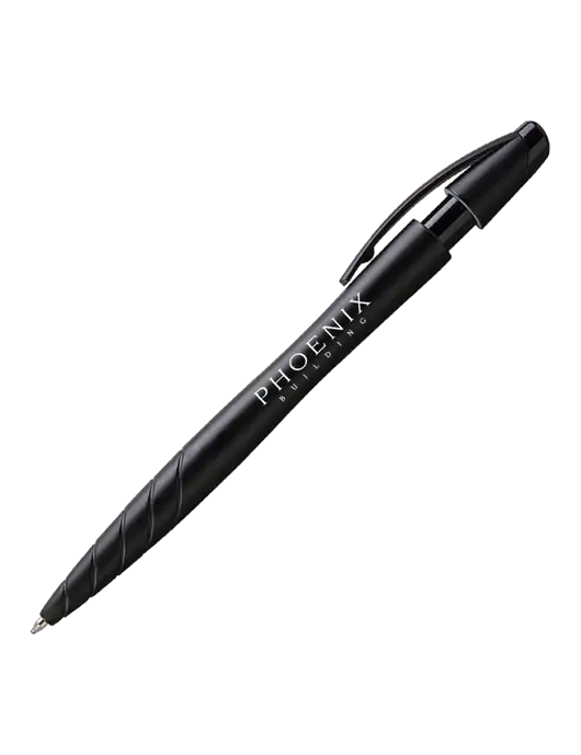 Awali Black Metallic Pen - Black Ink w/Phoenix Building Logo