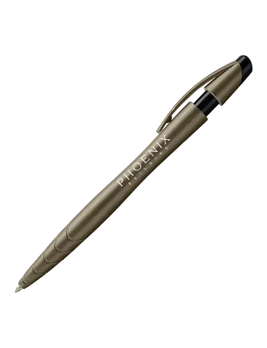 Awali Grey Metallic Pen - Black Ink w/Phoenix Building Logo