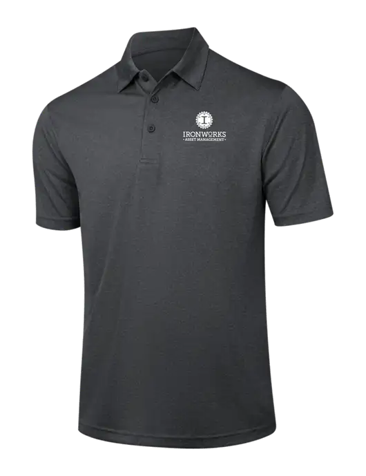 Dark Grey Heather Contender Polo w/Ironworks Asset Mgmt Logo