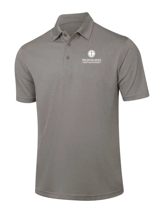 Medium Grey Heather Contender Polo w/Ironworks Asset Mgmt Logo