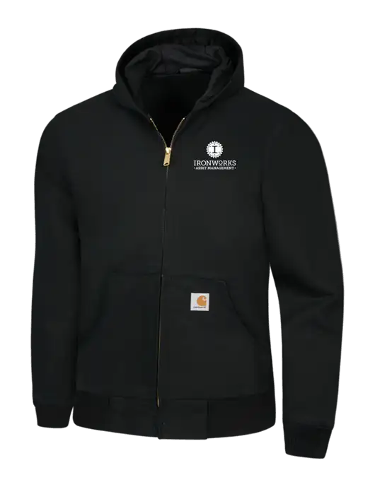 Carhartt Black Thermal Lined Duck Active Jacket w/Ironworks Asset Mgmt Logo