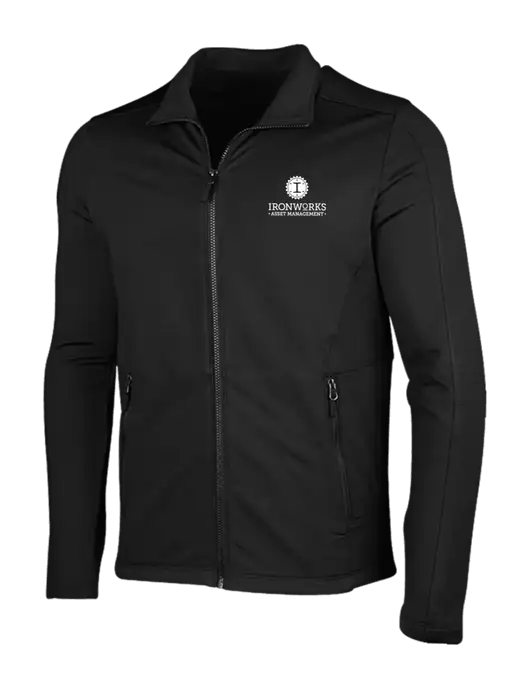Deep Black Grid Fleece Jacket w/Ironworks Asset Mgmt Logo
