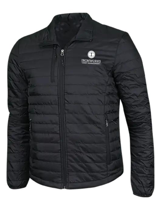 Deep Black Puffy Packable Jacket w/Ironworks Asset Mgmt Logo