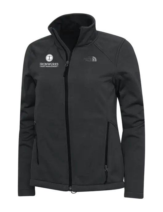 North Face Dark Grey Heather Womens Ridgewall Soft Shell Jacket w/Ironworks Asset Mgmt Logo