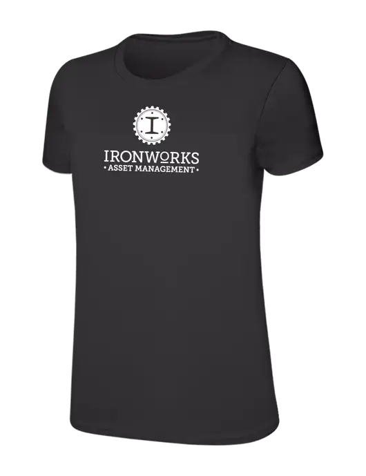 Womens Ring Spun Charcoal 4.5 oz T-Shirt w/Ironworks Asset Mgmt Logo