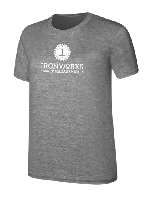 Womens Ring Spun Light Grey Heather 4.5 oz T-Shirt w/Ironworks Asset Mgmt Logo