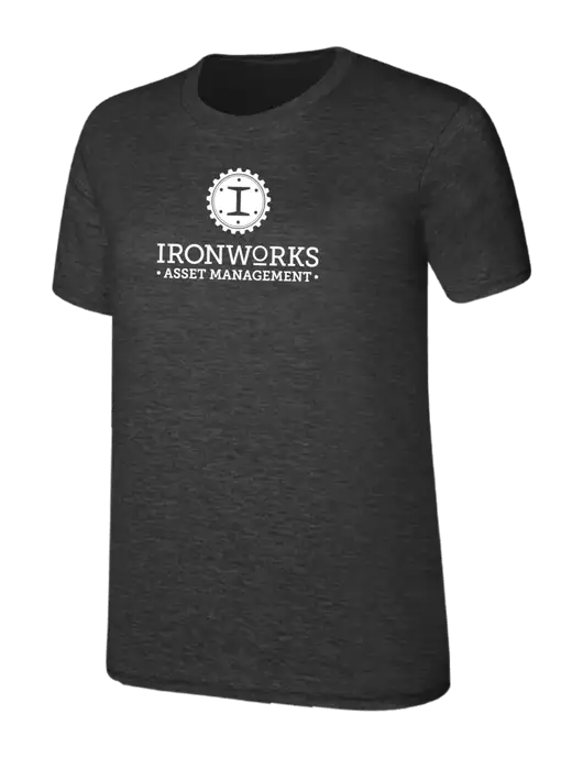 Womens Ring Spun Dark Heather Grey 4.5 oz T-Shirt w/Ironworks Asset Mgmt Logo