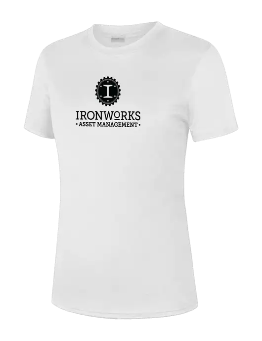  Womens White PosiCharge Competitor Tee w/Ironworks Asset Mgmt Logo