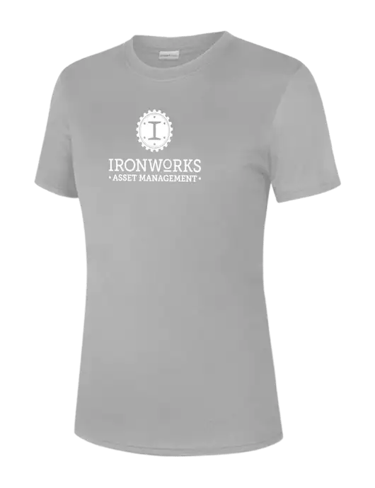  Womens Light Grey PosiCharge Competitor Tee w/Ironworks Asset Mgmt Logo