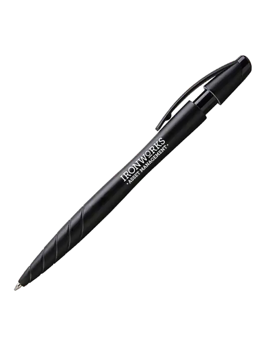 Awali Black Metallic Pen - Black Ink w/Ironworks Asset Mgmt Logo
