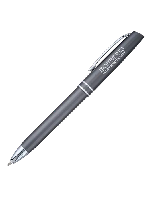 Gunmetal Anguilla Black Ink Pen w/Ironworks Asset Mgmt Logo