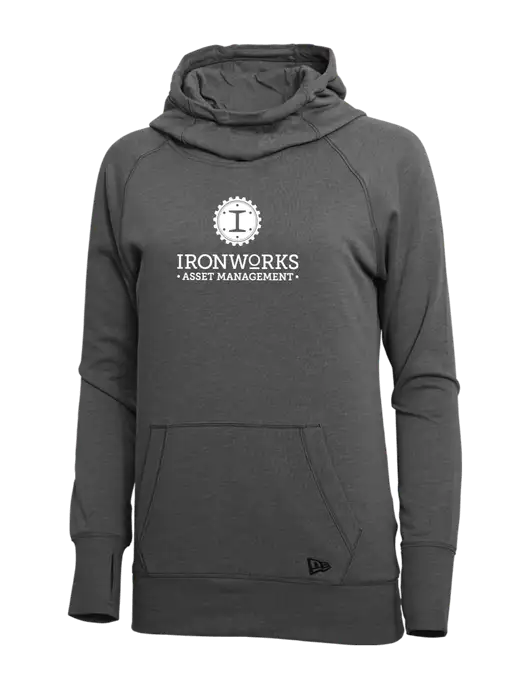 New Era Black Heather Womens Tri-Blend Fleece Pullover Hoodie w/Ironworks Asset Mgmt Logo