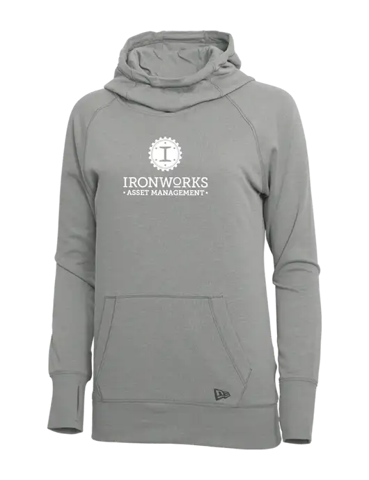 New Era Shadow Grey Heather Womens Tri-Blend Fleece Pullover Hoodie w/Ironworks Asset Mgmt Logo