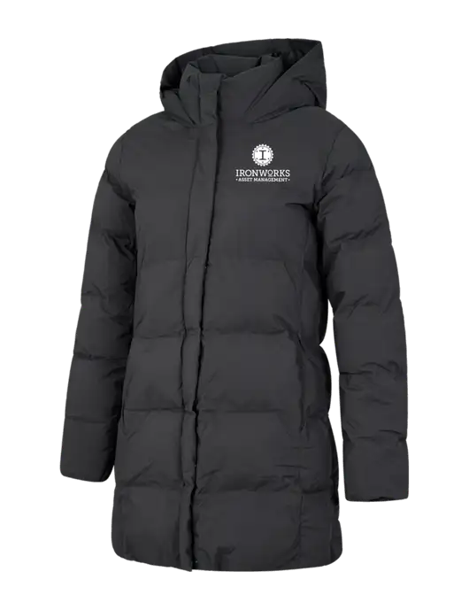 Mercer+Mettle Womens Dark Grey Puffy Parka  w/Ironworks Asset Mgmt Logo